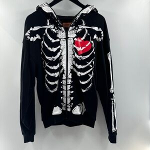 Loiter Skeleton Zip-Up Hoodie Jacket – Size Medium, Full Zip Face Hood